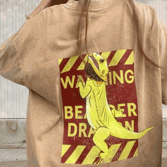 FATGUYS｜Yellow Bearded Dragon Oversize T-Shirt | Reptiles